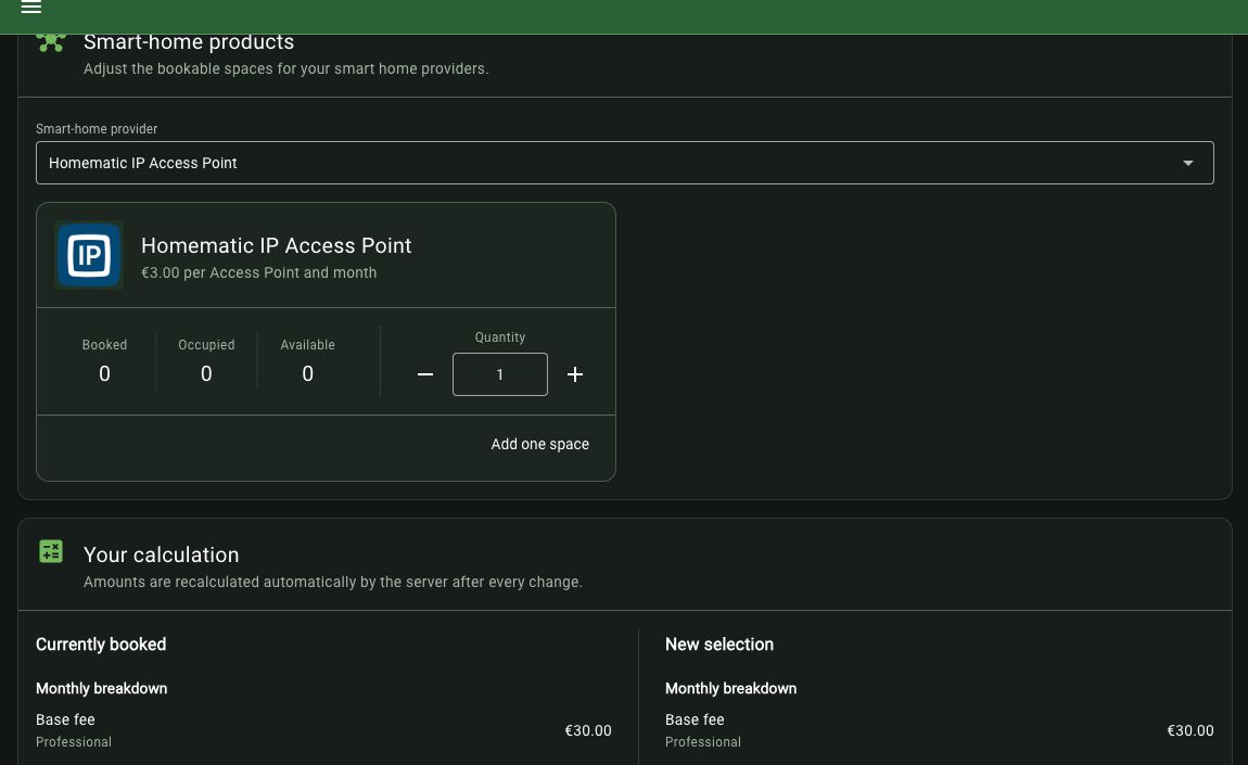 Unconfirmed quote for one additional Homematic IP Access Point.